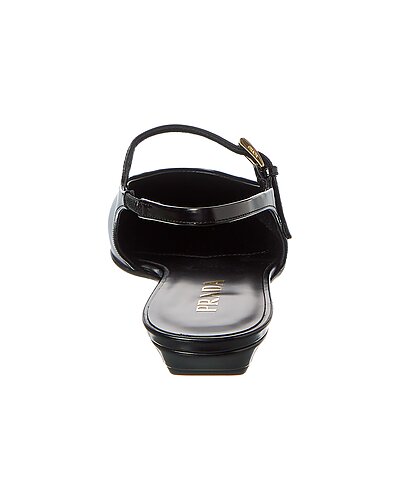 Prada Black Leather Slingback Mary Jane Flats