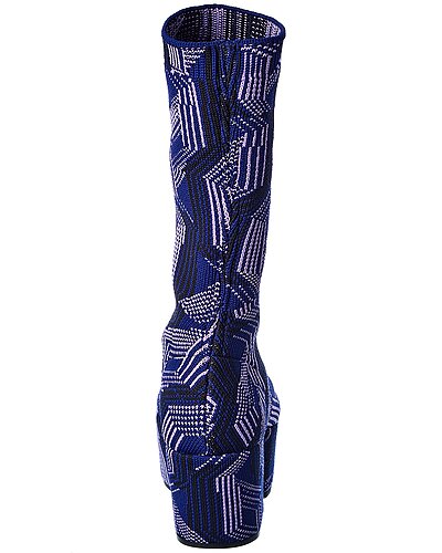 Prada Blue Geometric Knit Platform Sock Boots