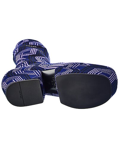Prada Blue Geometric Knit Platform Sock Boots