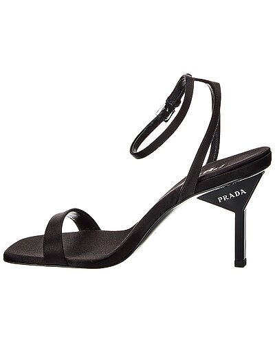 Prada Black Satin Ankle-Strap Stiletto Sandals