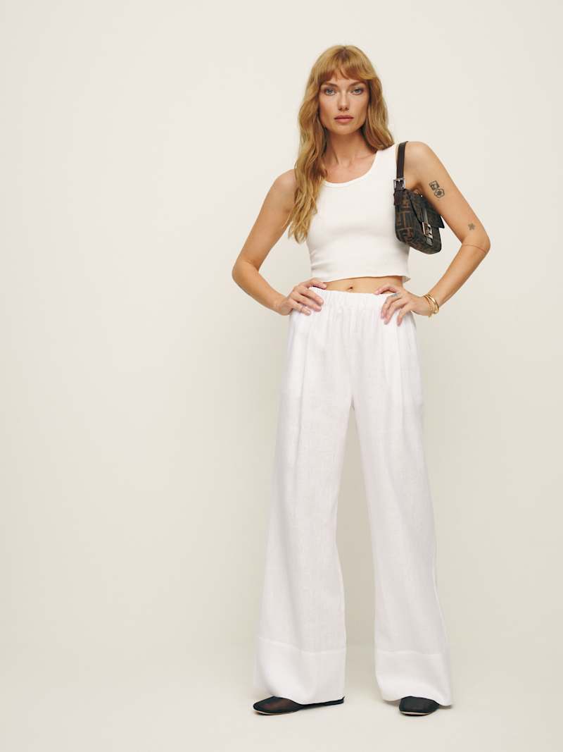 Petites Fernando Linen Wide Leg Pant