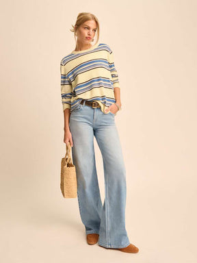 Greta Super Stretch Low Rise Wide Leg Jeans