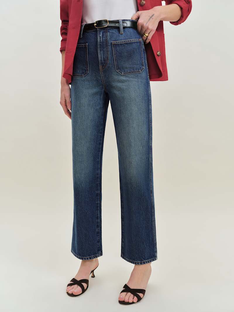 Alyssa Stretch High Rise Wide Leg Cropped Jeans