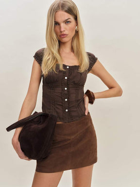 Layla Low Waist Suede Skirt