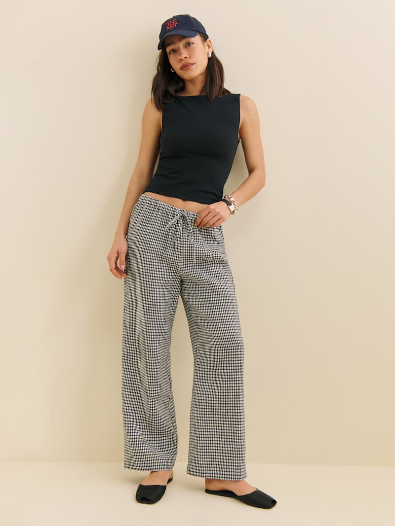 Petites Olina Linen Cropped Pant