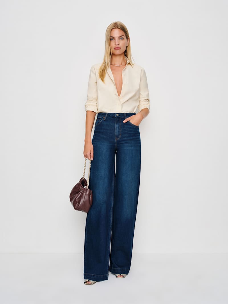 Bex Super Stretch High Rise Wide Leg Short Jeans