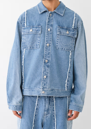 FRAYED BIG T DENIM JACKET