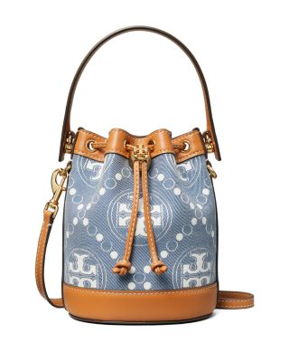 Mini T Monogram Denim Bucket Bag