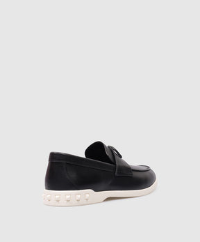 Valentino Garavani Leisure Flows Black Leather Loafers with VLogo