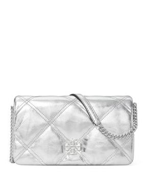 Kira Diamond Quilt Leather Chain Wallet