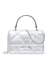 Mini Kira Metallic Leather Diamond Quilt Top Handle Chain Wallet