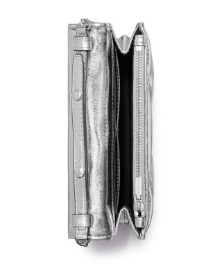 Mini Kira Metallic Leather Diamond Quilt Top Handle Chain Wallet