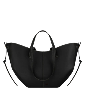 Polene Cyme Edition Textured Black with Ecru Stitching - Size: One Size Bags | Shop From The Mirage