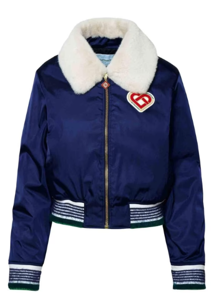 Casablanca Navy Bomber Jacket with Faux Fur