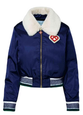 Casablanca Navy Bomber Jacket with Faux Fur