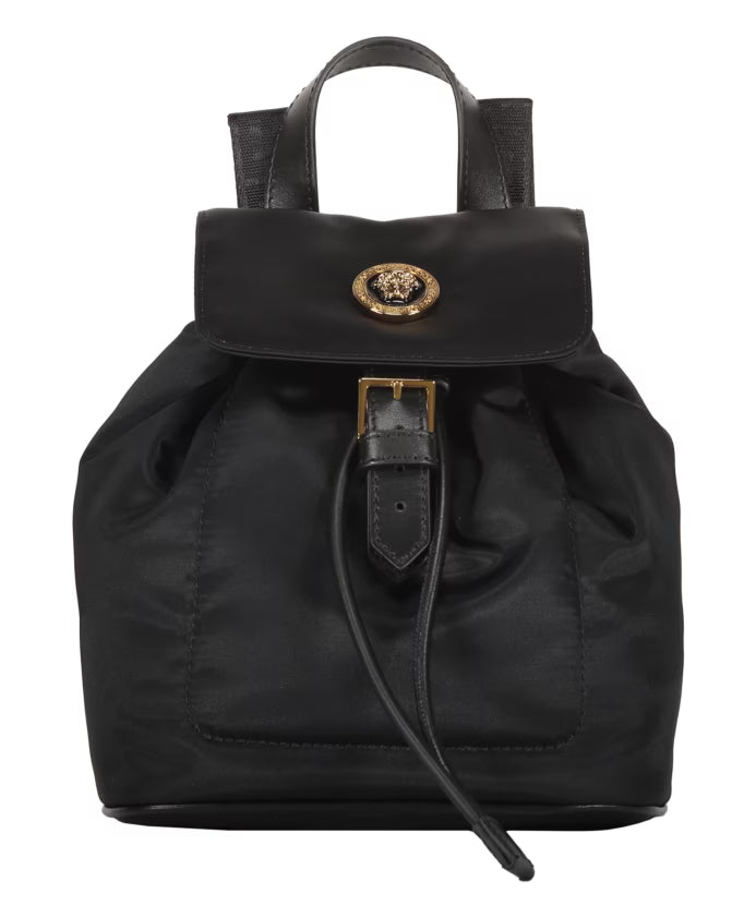 Nylon Backpack with Leather Details
