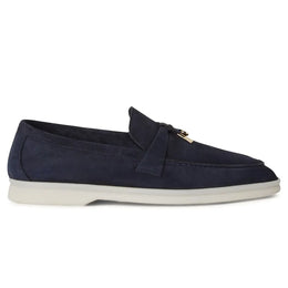 Loro Piana Summer Charms Suede Argo Blue Melange Loafers