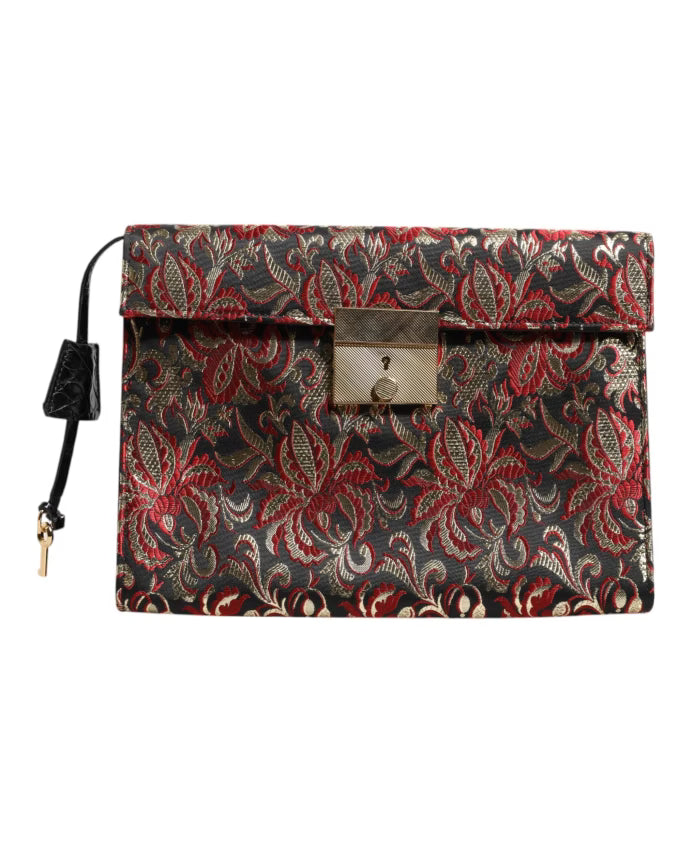 Multicolor Jacquard Floral Document Briefcase Bag