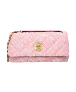 Pink Fabric Shoulder Bag with Front Detail