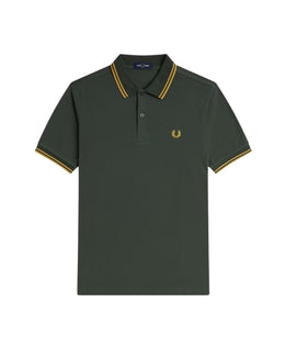 Fred Perry Logo Polo Shirt Green Cotton Short Sleeve