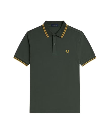 Fred Perry Logo Polo Shirt Green Cotton Short Sleeve