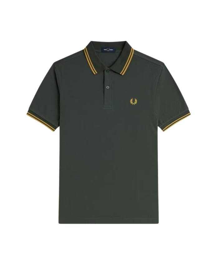 Fred Perry Logo Polo Shirt Green Cotton Short Sleeve