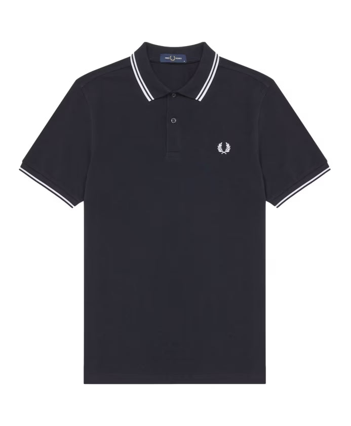 Fred Perry Marino/Blanco Twin Tipped Polo Shirt
