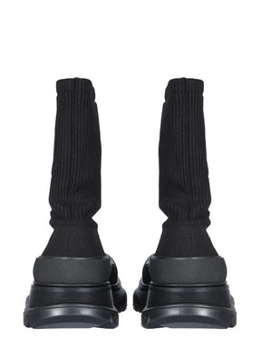 Men’s Black Sock Sneakers with Oversized Rubber Lug Sole – Made in Italy