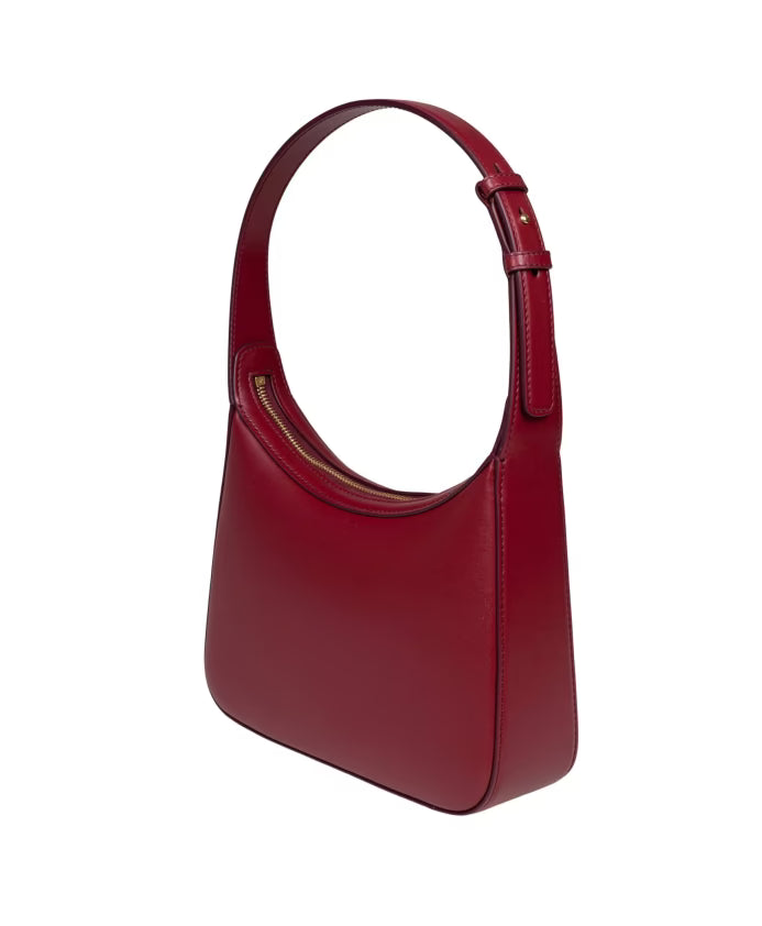 Bordeaux Leather Shoulder Bag with DG Logo
