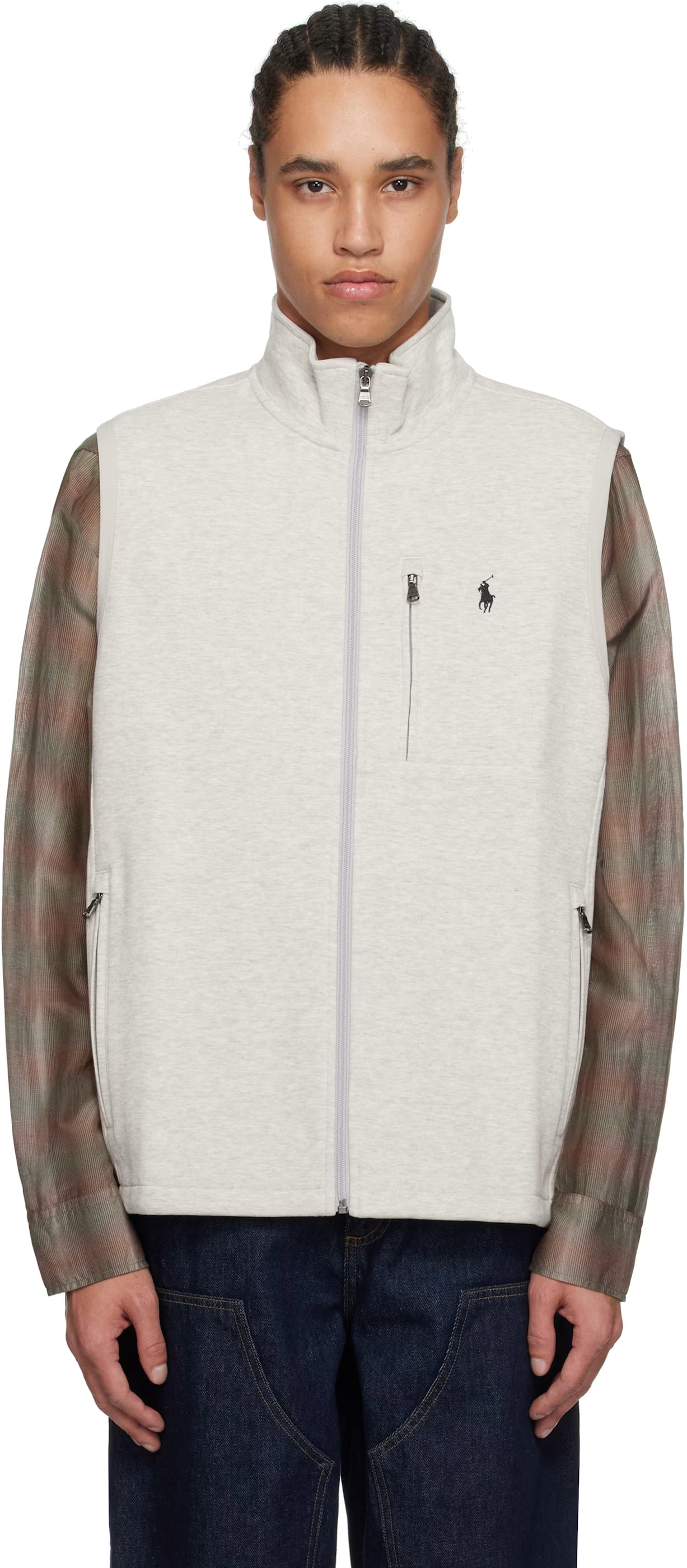 Polo Ralph Lauren Gray Double-Knit Mock Neck Vest