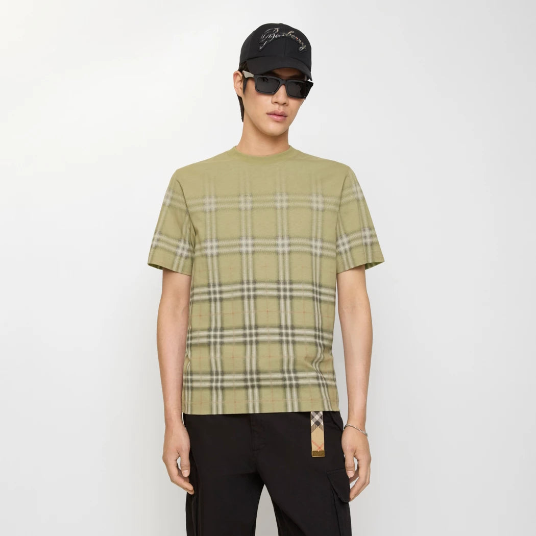 Gradient Check Cotton T-shirt