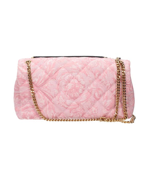 Pink Fabric Shoulder Bag with Front Detail