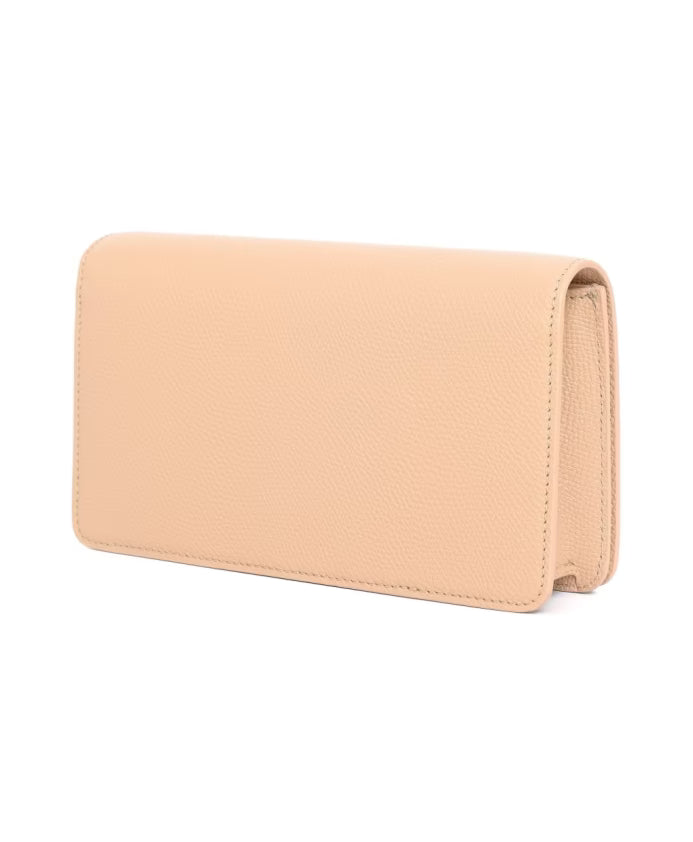 Beige Leather Shoulder Bag with Gold-tone Logo