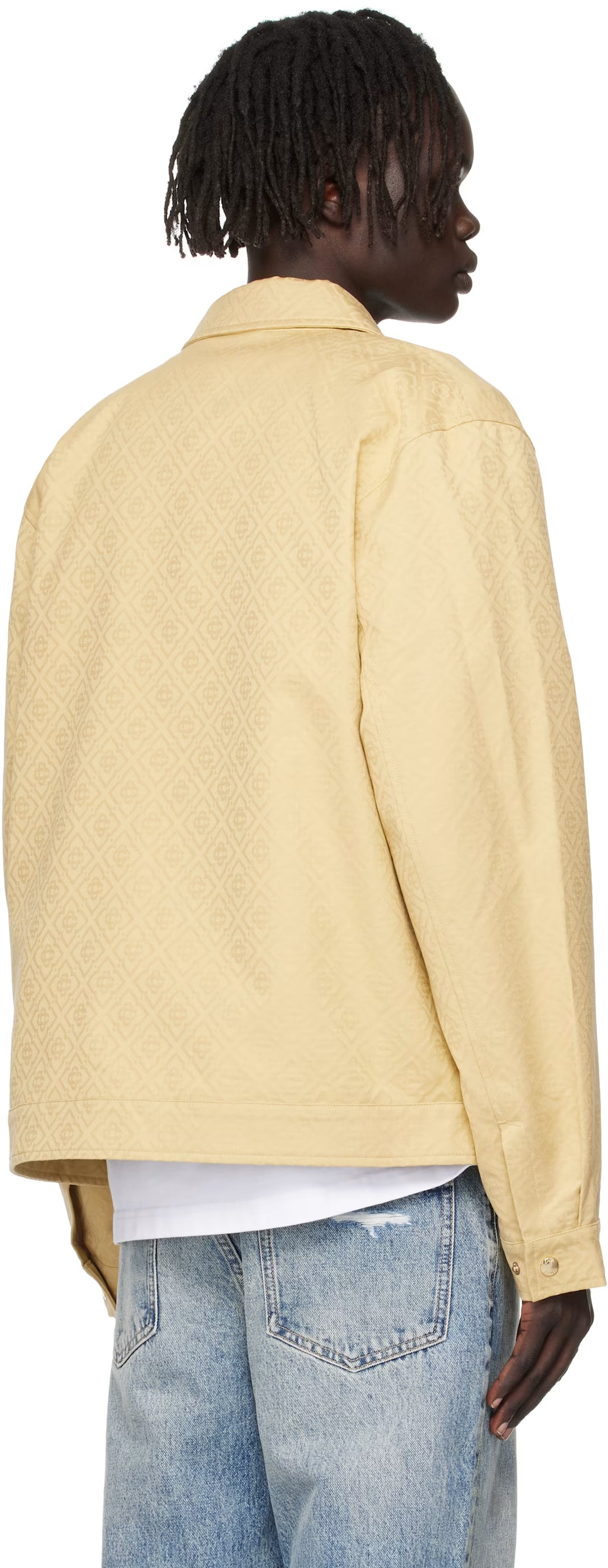 Beige Cotton Monogram Jacquard Jacket
