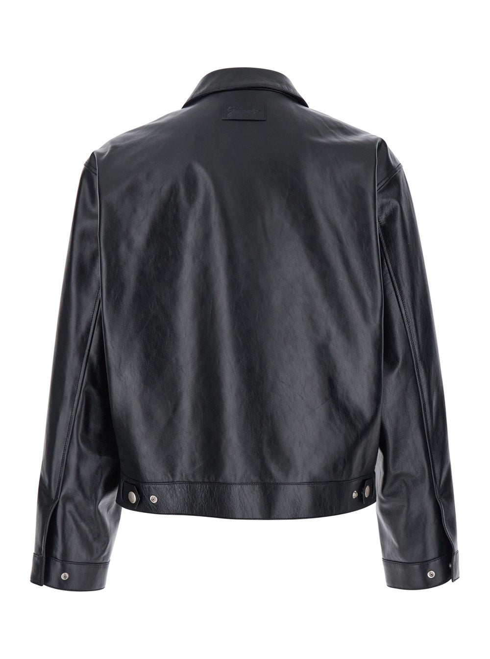 Givenchy Black Jacket with Logo Patch on the Back in Leather Man