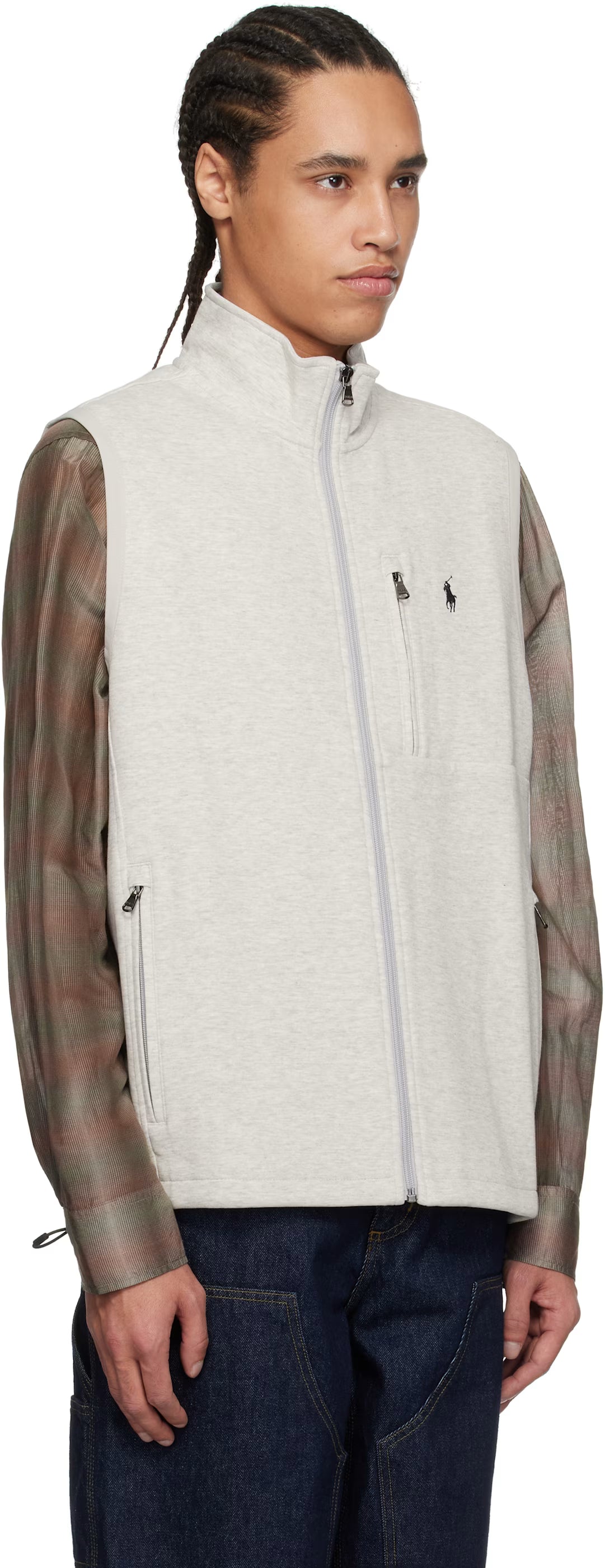 Polo Ralph Lauren Gray Double-Knit Mock Neck Vest