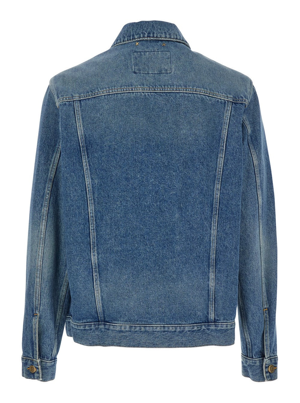 Golden goose Blue Jacket with Patch Pockets on the Chest and Logoed Metal Buttons in Denim Man