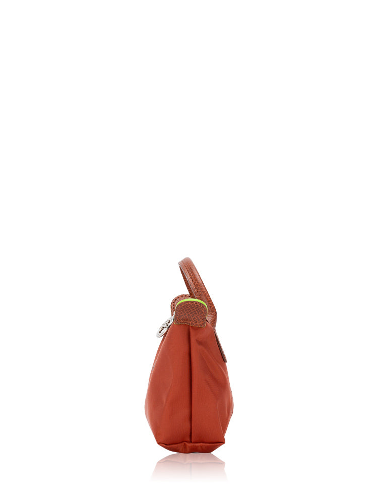 Longchamp Le Pliage Orange Pouch With Handle Chestnut