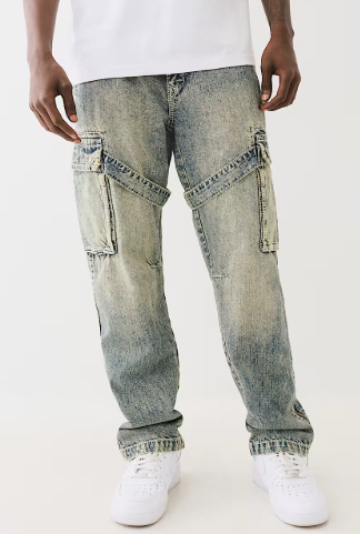 BIG T STRAP ZIP CARGO BAGGY JEAN