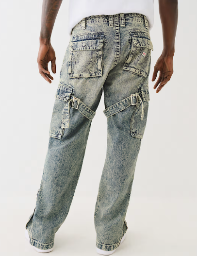 BIG T STRAP ZIP CARGO BAGGY JEAN