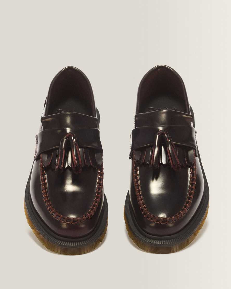 Adrian Arcadia Leather Tassel Loafers — Cherry Red Arcadia