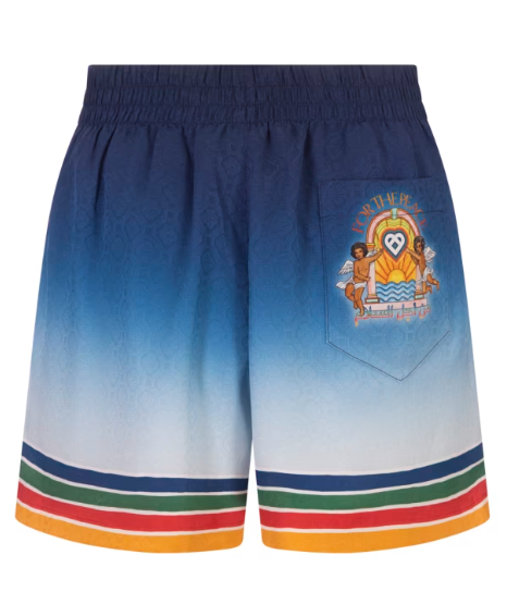Casablanca Blue Striped Silk Shorts