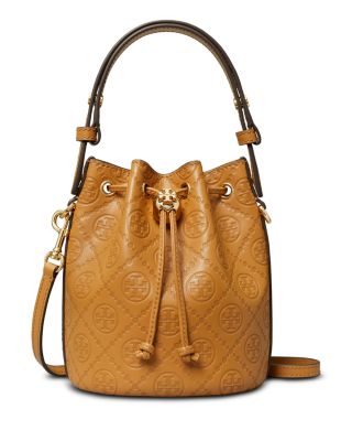 T Monogram Leather Mini Bucket Bag