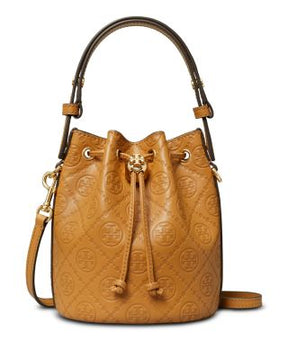 T Monogram Leather Mini Bucket Bag
