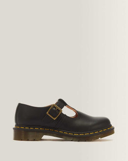 Polley Smooth Leather Mary Janes — Black