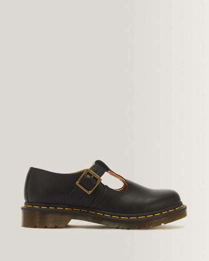 Polley Smooth Leather Mary Janes — Black