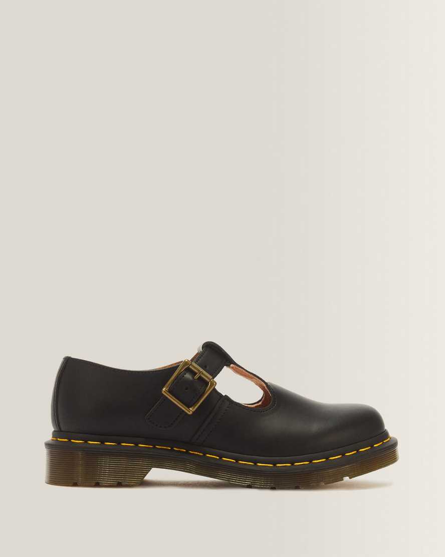Polley Smooth Leather Mary Janes — Black
