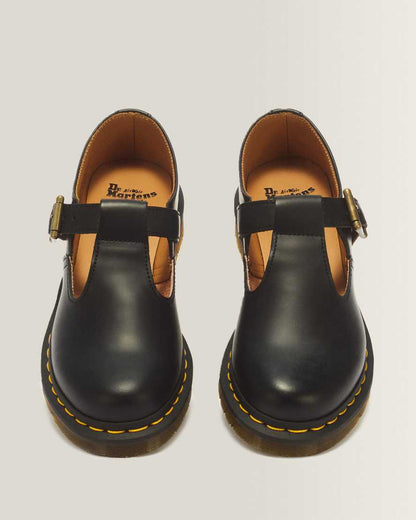 Polley Smooth Leather Mary Janes — Black