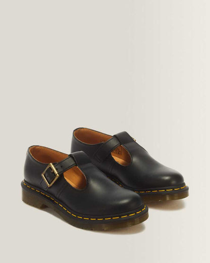 Polley Smooth Leather Mary Janes — Black