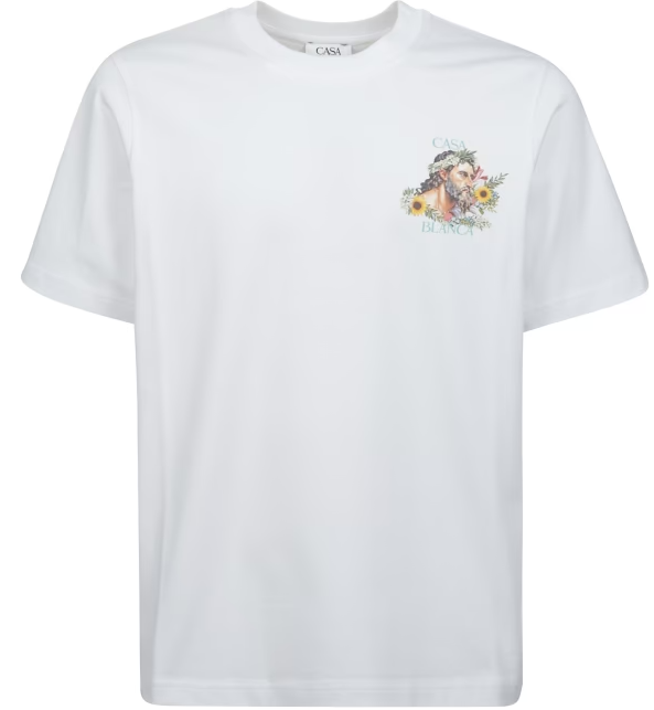 Casablanca White Cotton T-shirt with Short Sleeves
